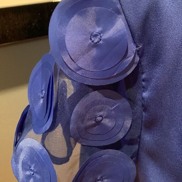 Shein royal blue short sheer layered circle glitter sleeve top, new, large - Picture 4 of 6